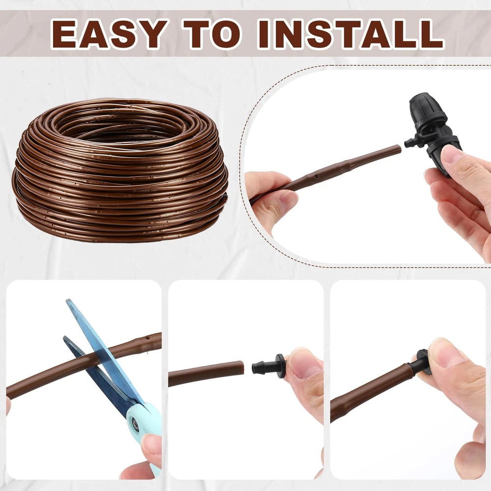 Nuanchu 328 ft 1/4 Inch Drip Irrigation Tubing Hose with 6″ Emitter Spacing W…