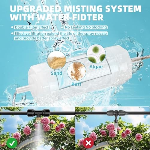 50FT Misters for Outside Patio Outdoor Misting System with Water Filter