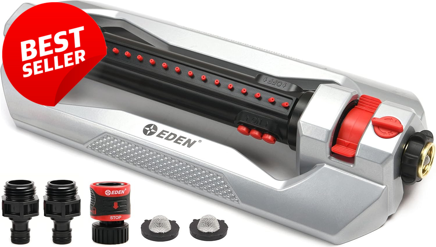 Heavy Duty Turbo Oscillating Sprinkler 4900 Sq Ft 20 Nozzle Aluminum Base – US