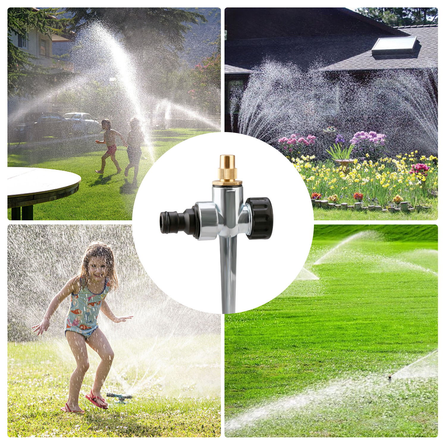 Garden Lawn Brass Water Sprinkler Water Hose Connect Faucet Head Adapter