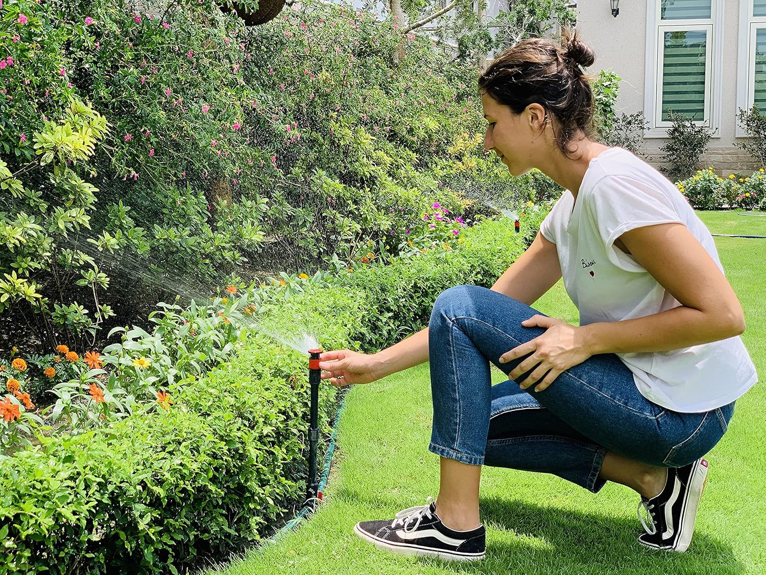 96093 Multi-Adjustable Flex Design Garden Sprinkler with Extension Set, Great fo