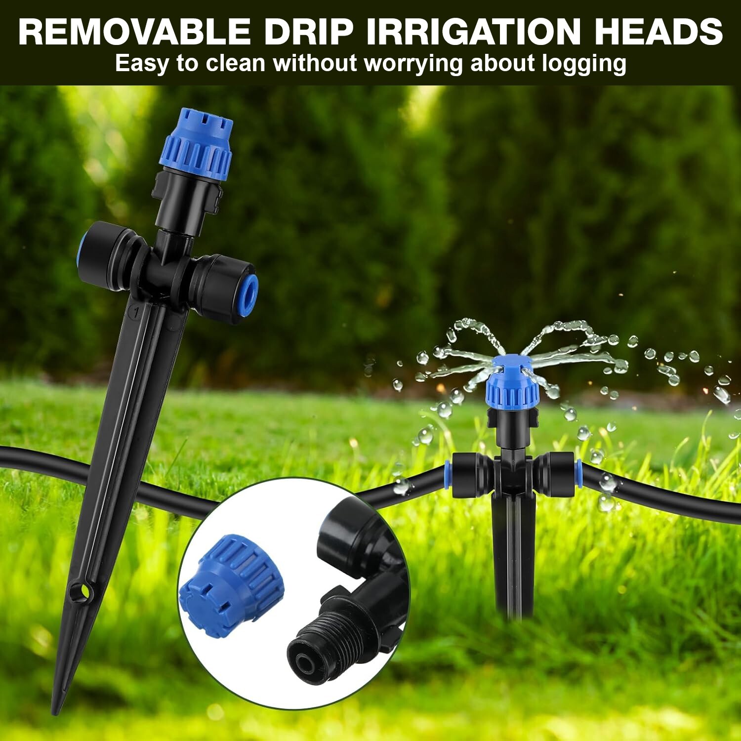 59′ Drip Irrigation Kit Quick Connector Garden Plant Hard Tubing Watering System