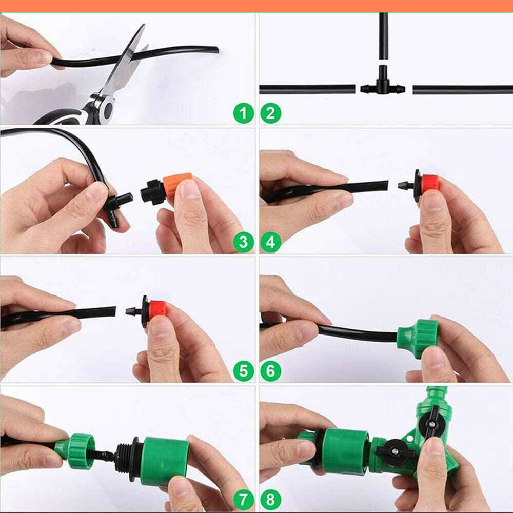 100FT Drip Irrigation System Plant Self Garden Watering Hose Spray Kit DIY USA