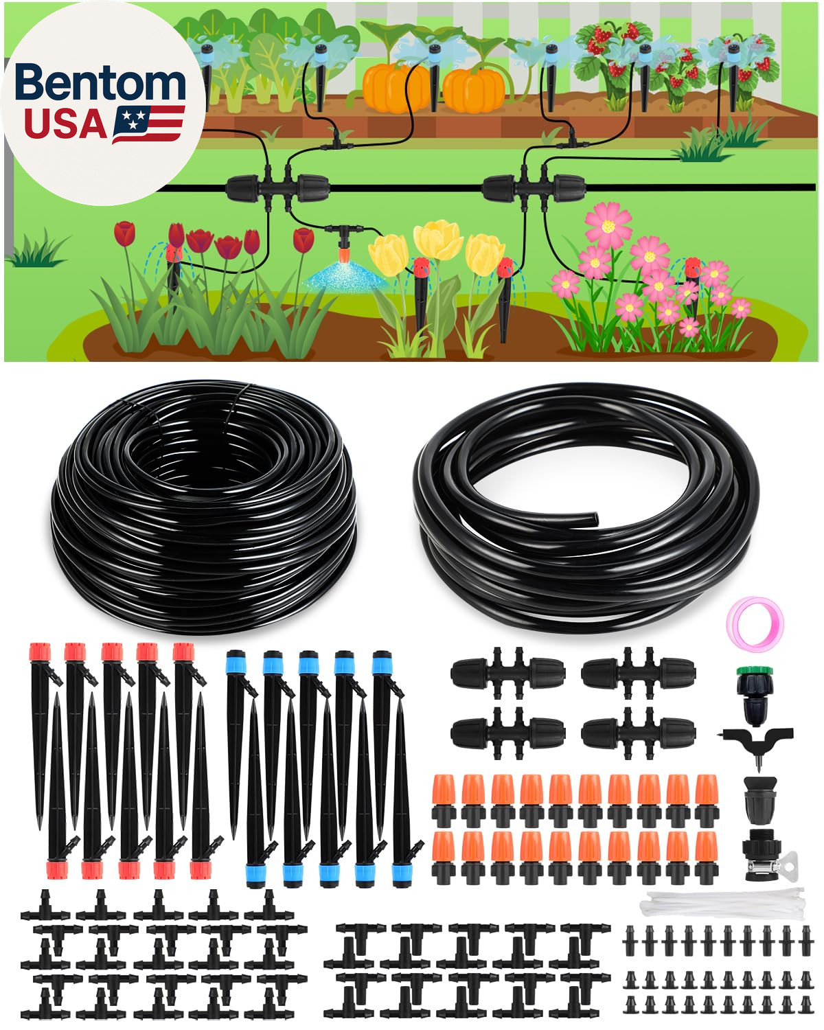 Drip Irrigation System for Watering Garden: 230FT Misting Sprinkler DIY Devices