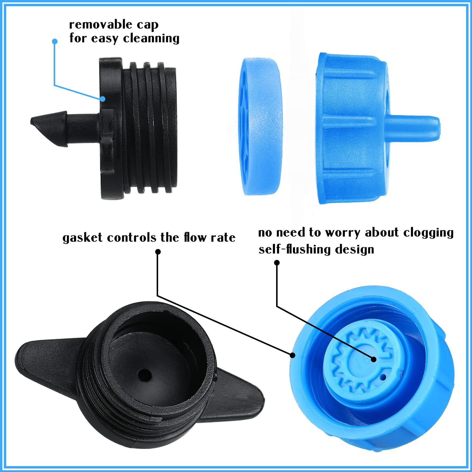 100 Pcs Pressure Compensating Drip Emitters for Garden Irrigation System