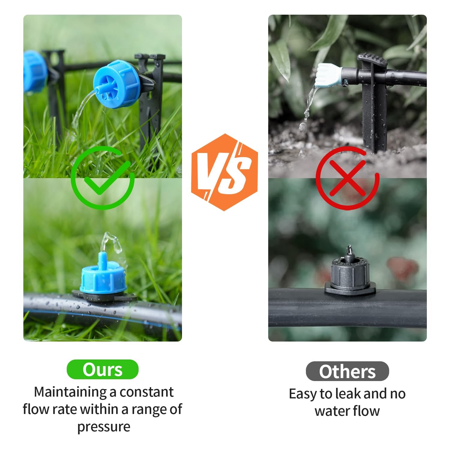 50 Pack 1/2 Gallon Per Hour Pressure Compensating Drip Irrigation Drippers, Oran