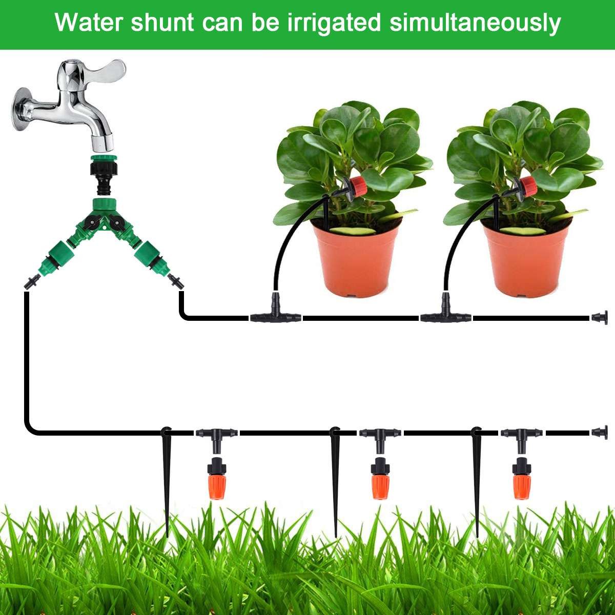 33-197ft Auto Drip Irrigation System Kit Timer Micro Sprinkler Garden Watering
