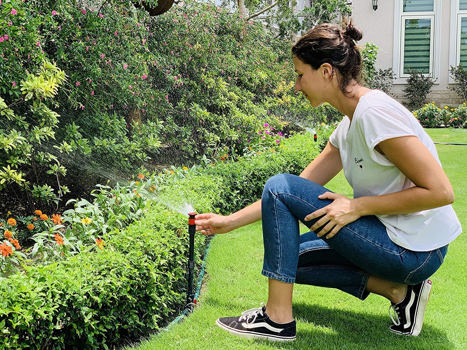 98063 Multi-Adjustable Flex Design above Ground Irrigation Garden Sprinkler Syst