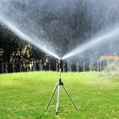 360° Rotary Garden Sprinkler Tripod Telescopic Irigation Lawn Watering Head Set