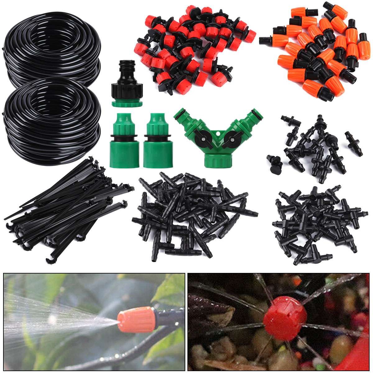 100FT Automatic DIY Drip Irrigation System Plant Self Cool Watering Garden Hose