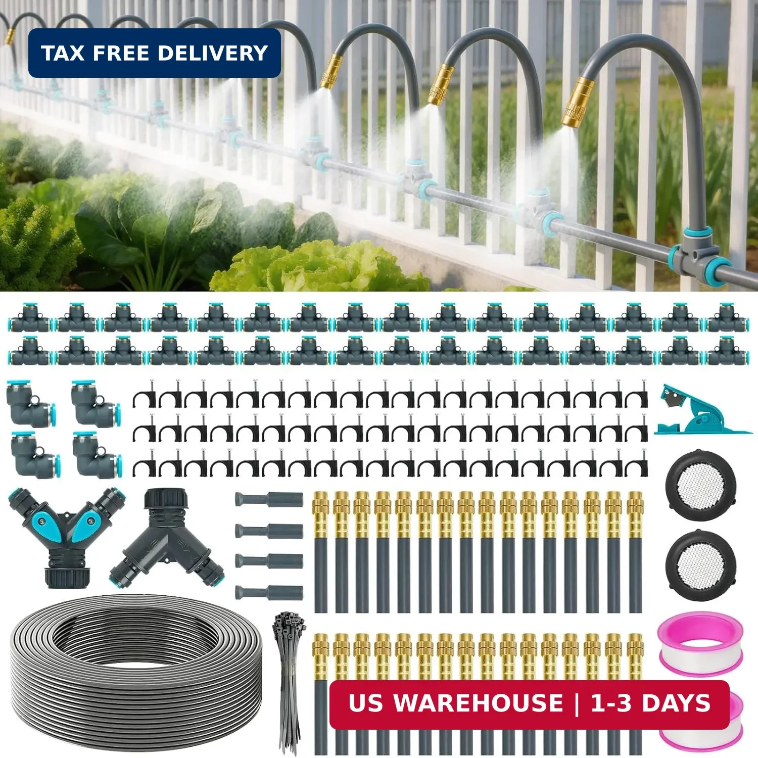 360°Adjustable Drip Irrigation System 200FT,5/16″ Extra Long Garden Watering Kit
