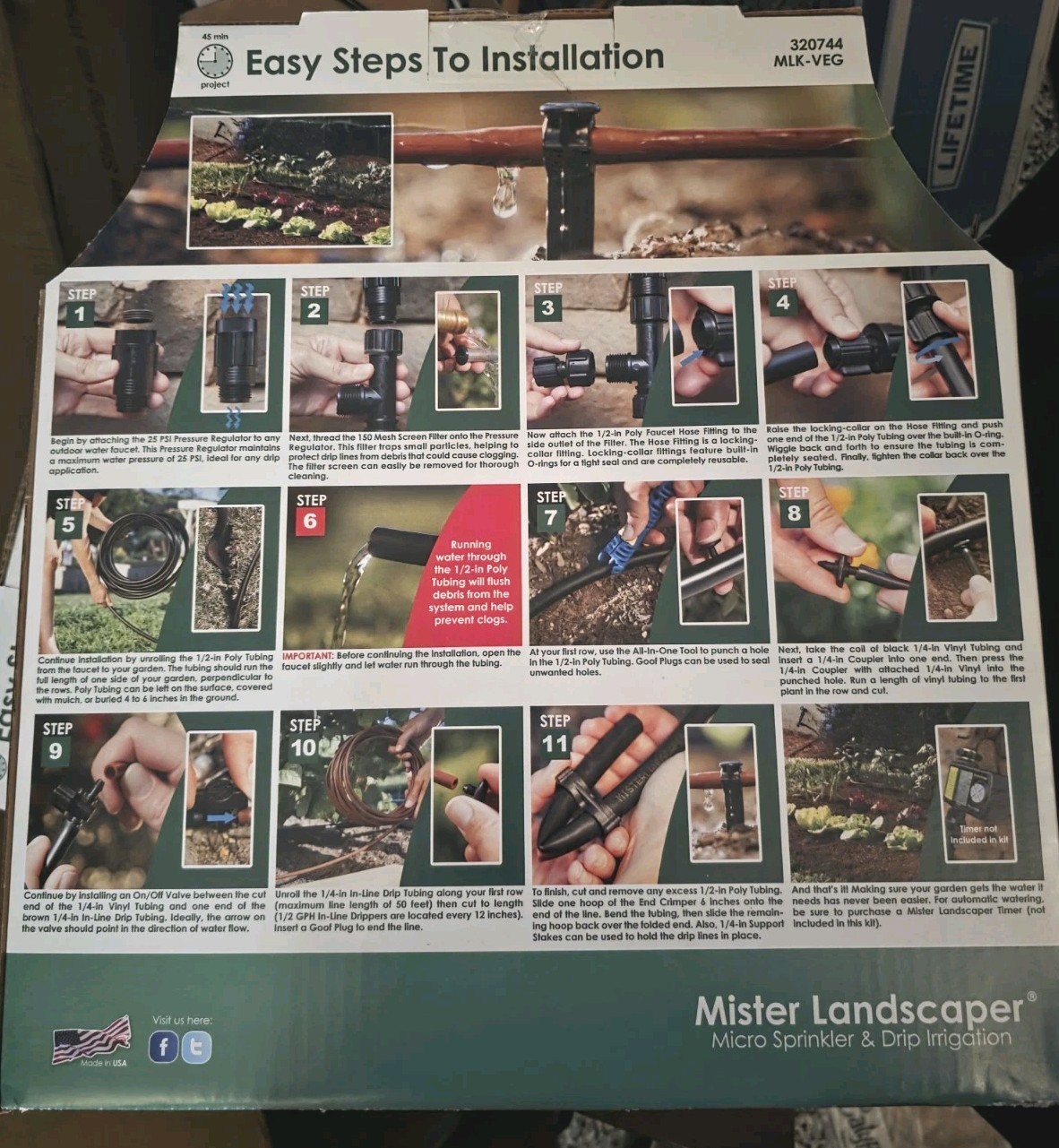 Mister Landscaper 320744 Vegetable Garden Drip Irrigation Kit MLG-VEG – NEW