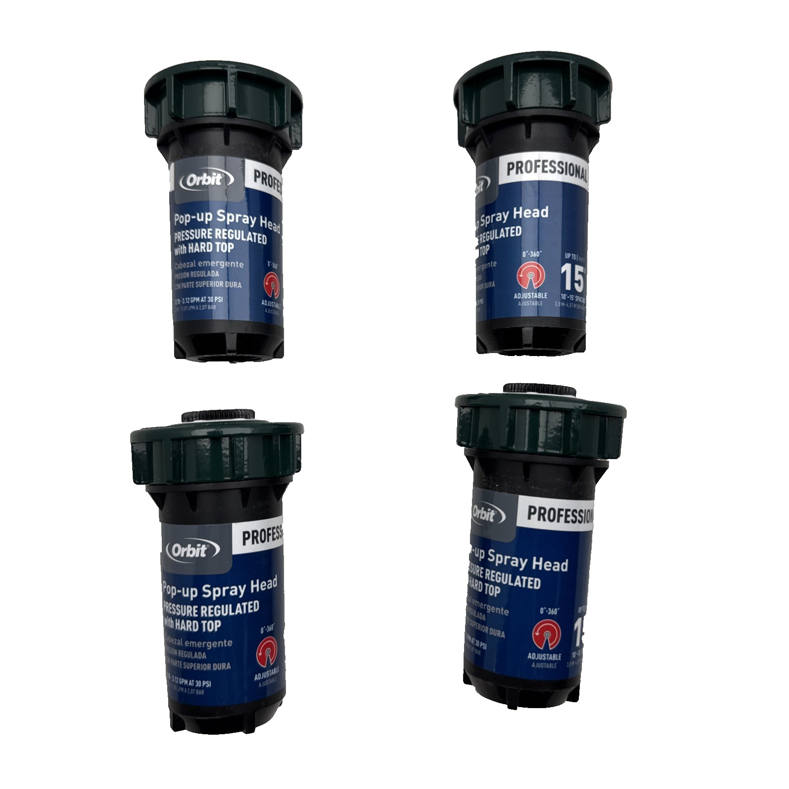 Orbit Professional Pop-Up Sprinkler 2″H PR Adjustable Hard Top 80307 Lot of 4