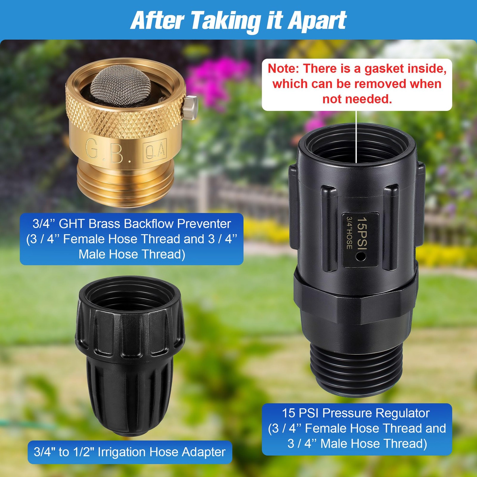 Feekoon 4 Set 15 Psi Drip Irrigation Faucet Adapter Kit 1/2 Tubing To 3/4