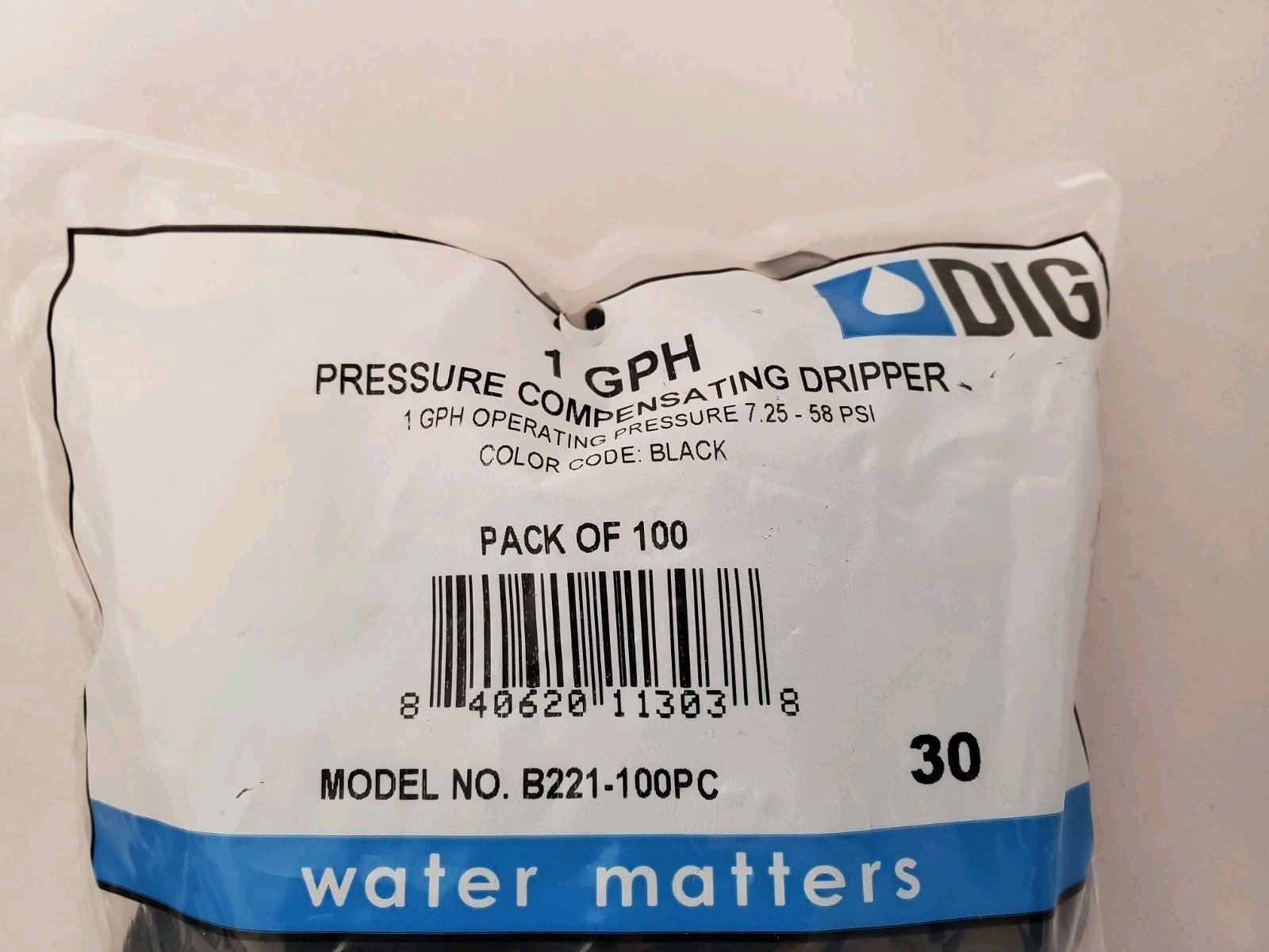 *5 100-Packs* DIG 1 GPH Compensating Drippers (B221-100PC) = 500 TOTAL
