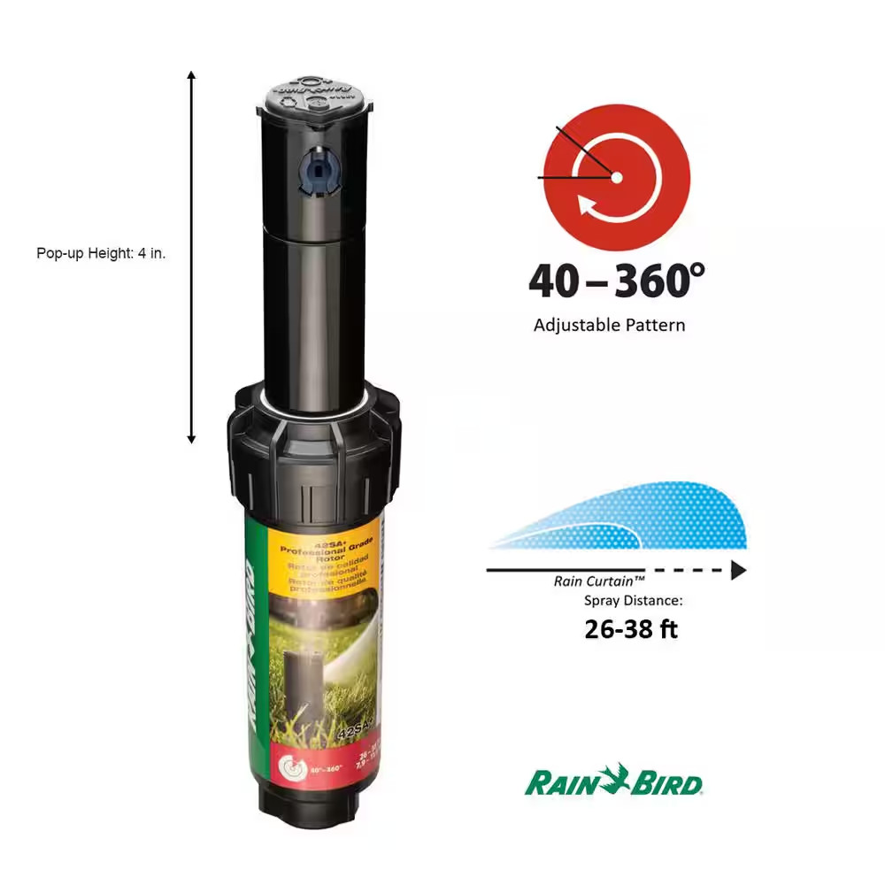 Rain Bird Rotor Sprinkler Heads 4 Pack 42SA Pop Up Gear Drive Lawn Irrigation
