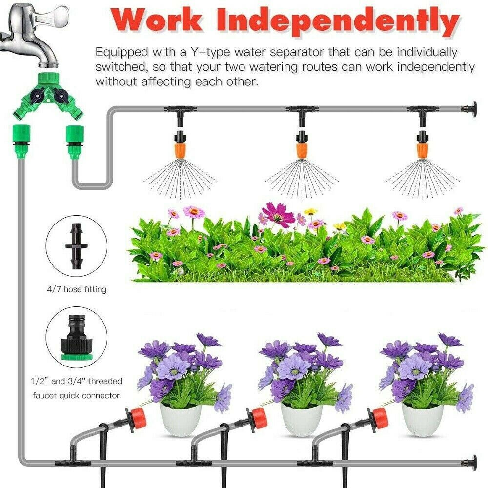 202PC Drip Irrigation System Garden Plant Self Watering Hose Micro Sprinkler Kit