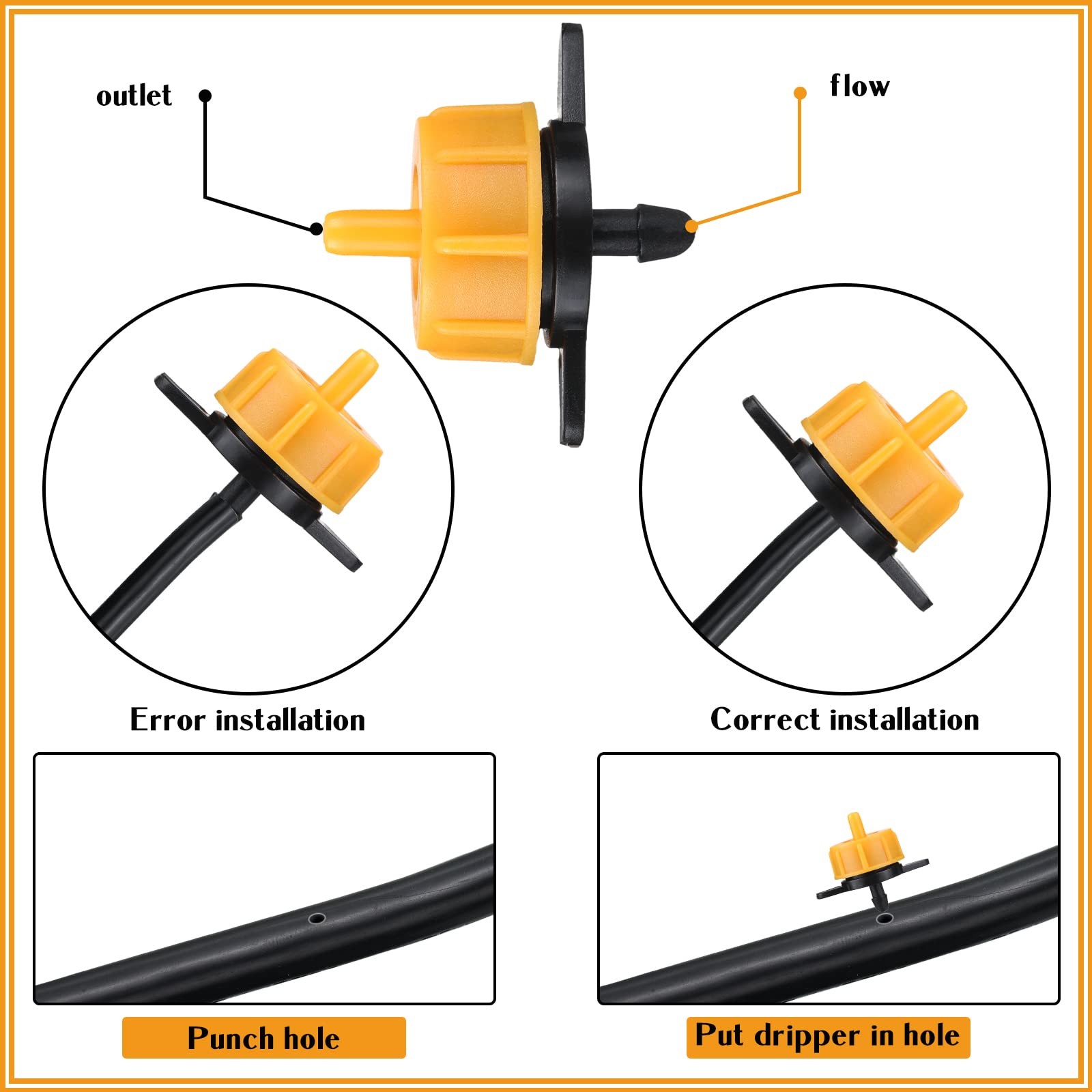 100 Pcs Pressure Compensating Drip Irrigation Emitters for Garden Plants