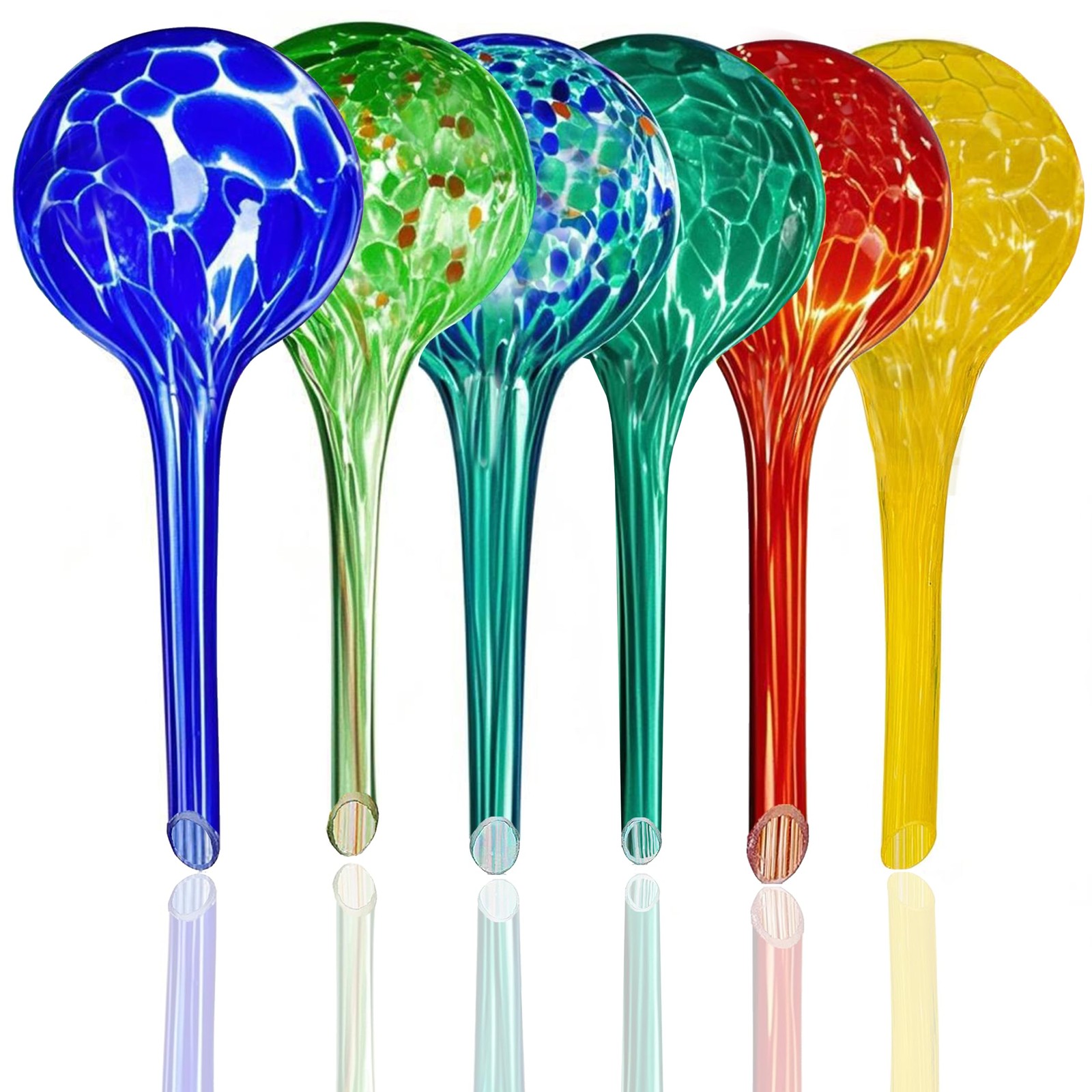 SelfWatering Globes 6Pack Colorful Glass Plant Care for Indoor Pots