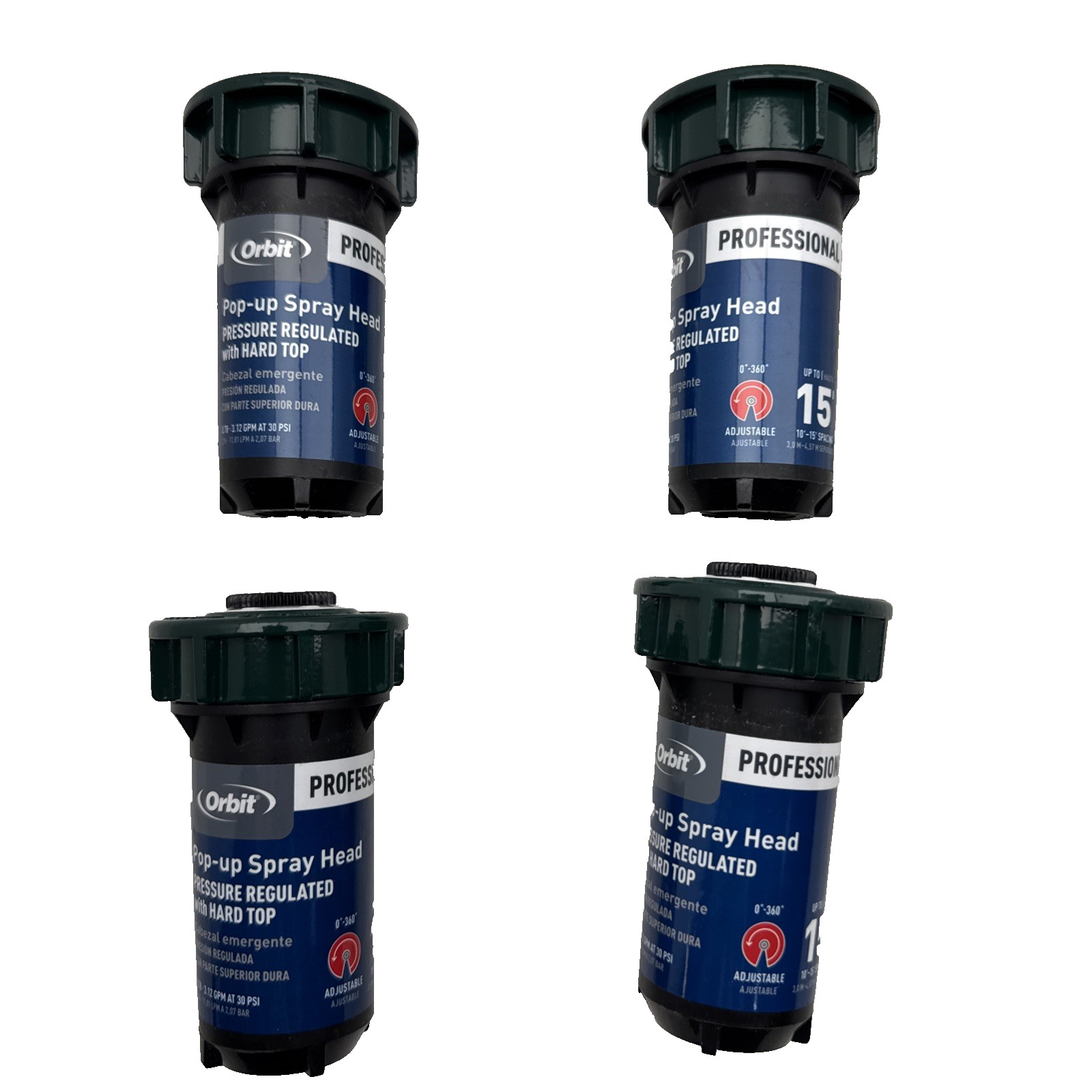 Orbit Professional Pop-Up Sprinkler 2″H PR Adjustable Hard Top 80307 Lot of 4