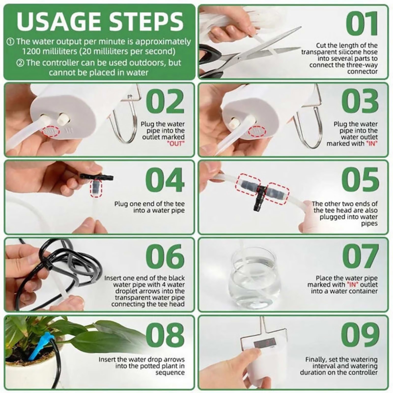 Indoor Automatic Watering Device with 3.7V Li-Battery and Low Battery Indicator