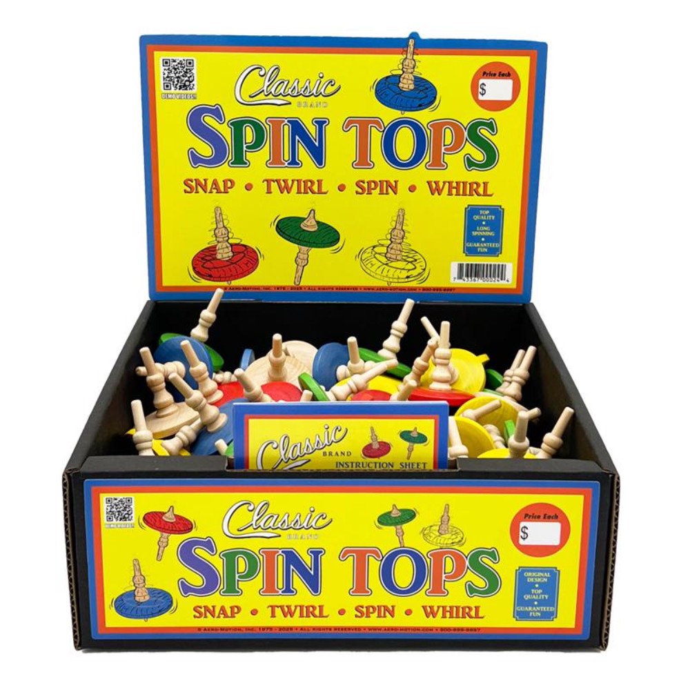 Aero-Motion TOP100 Assorted Color Wood Spin Top for Age 1 + Year (Pack of 72)