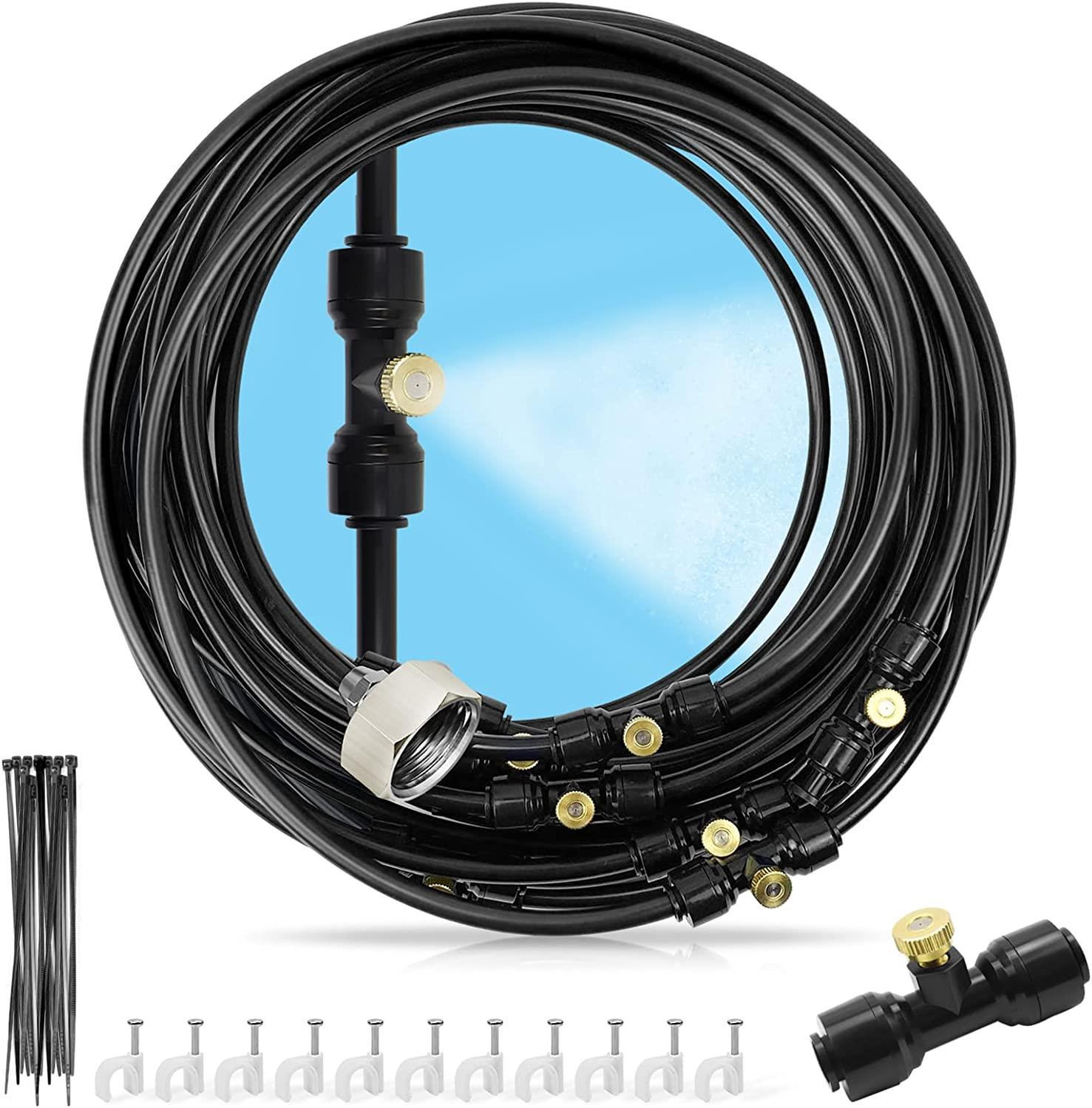 Misting Cooling System 98FT (30M) Misting Line + 30 Brass Mist Nozzles Garden US