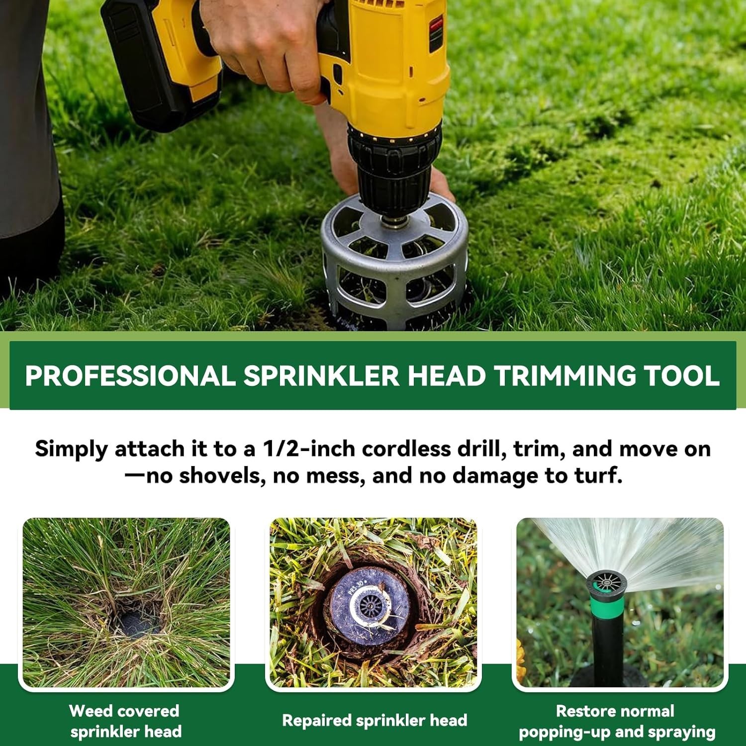 2.75-Inch Sprinkler Head Trimmer for Cordless Drills – Efficient Lawn Care Tool