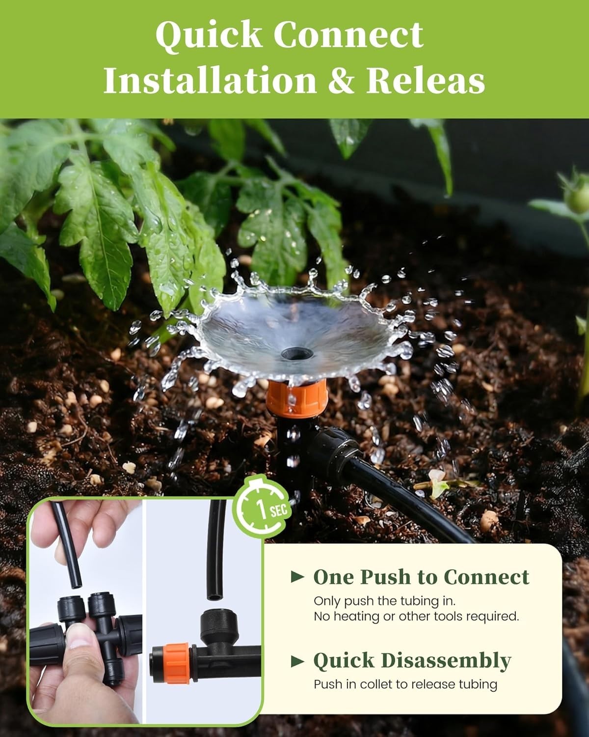 NEW Drip Irrigation System Kit Quick-Connect Garden Watering Kit