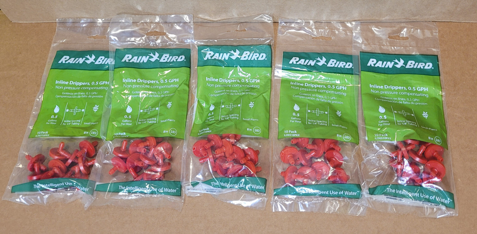 (50) Rain Bird Inline Dripper 0.5 Gph ILD0510PKX (10-Pack x 5)