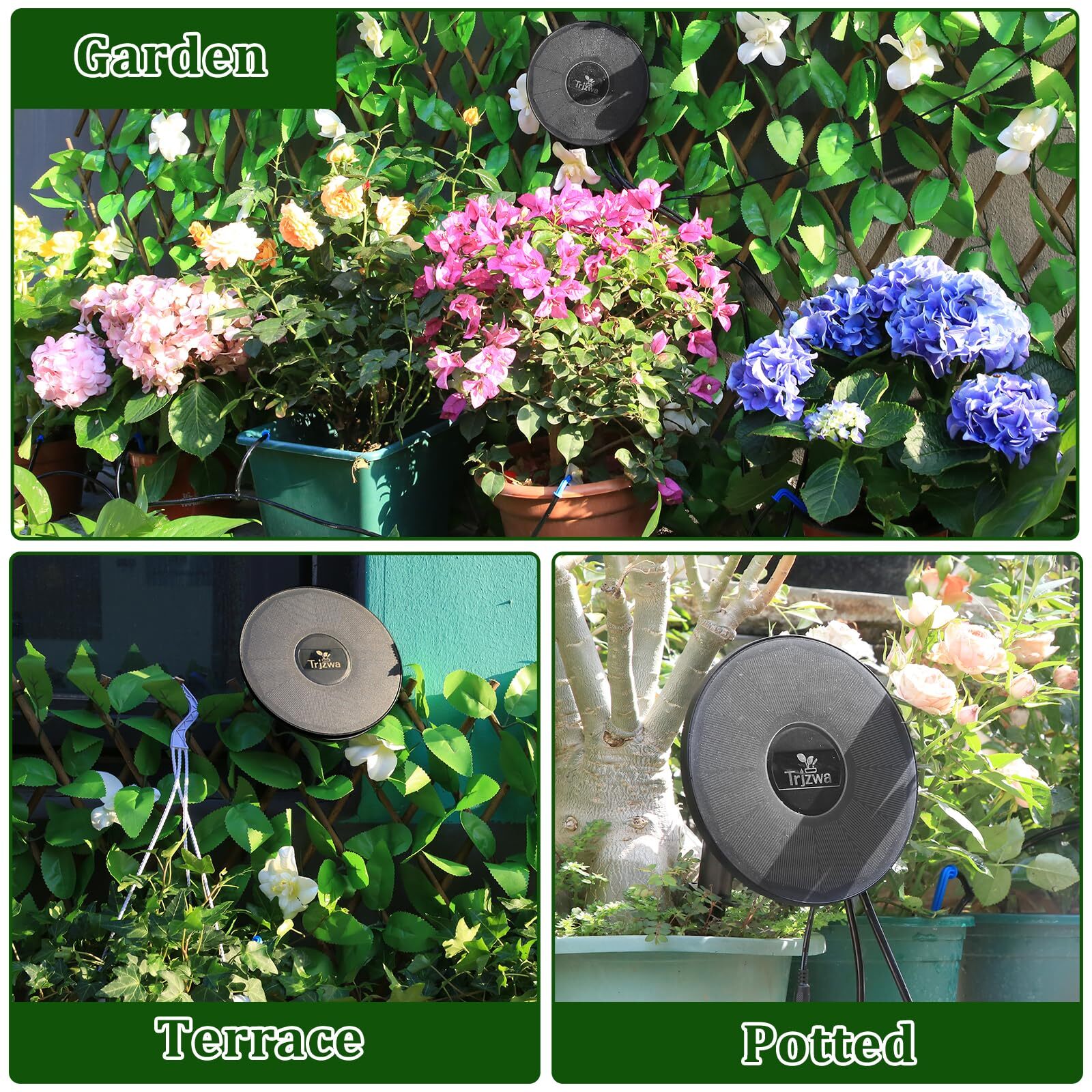 TRJZWA Solar Irrigation System ,Automatic Drip Irrigation Kit for Outdoor/Indoor