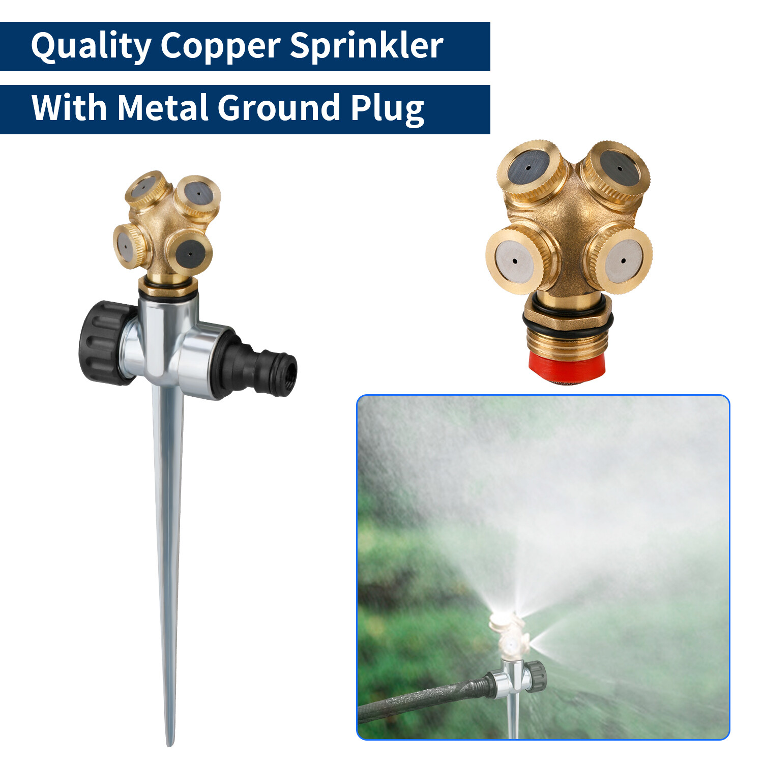Garden Lawn Brass Water Sprinkler Water Hose Connect Faucet Head Adapter