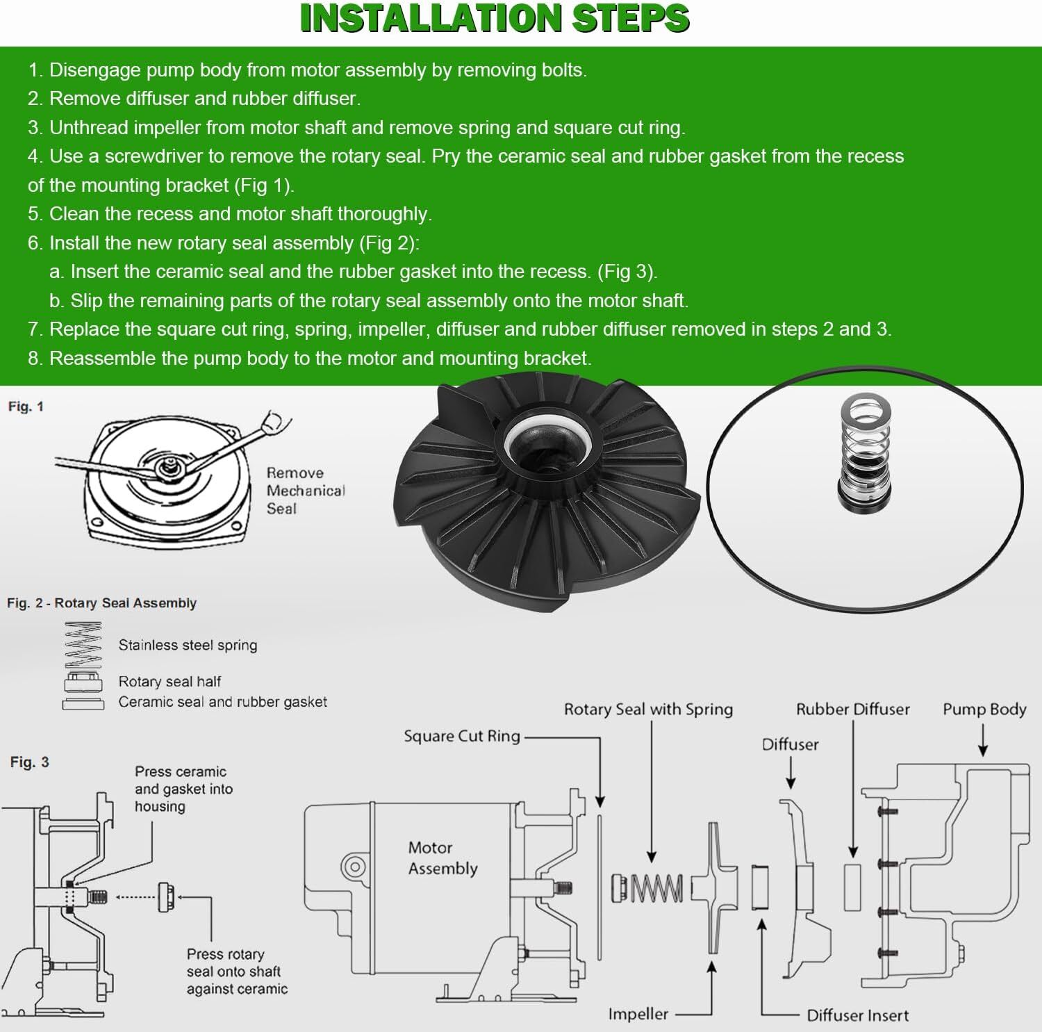 For Star HSP20P1/UTP20P1, 2 HP Lawn Sprinkler Irrigation Pump Repair Kit 023705