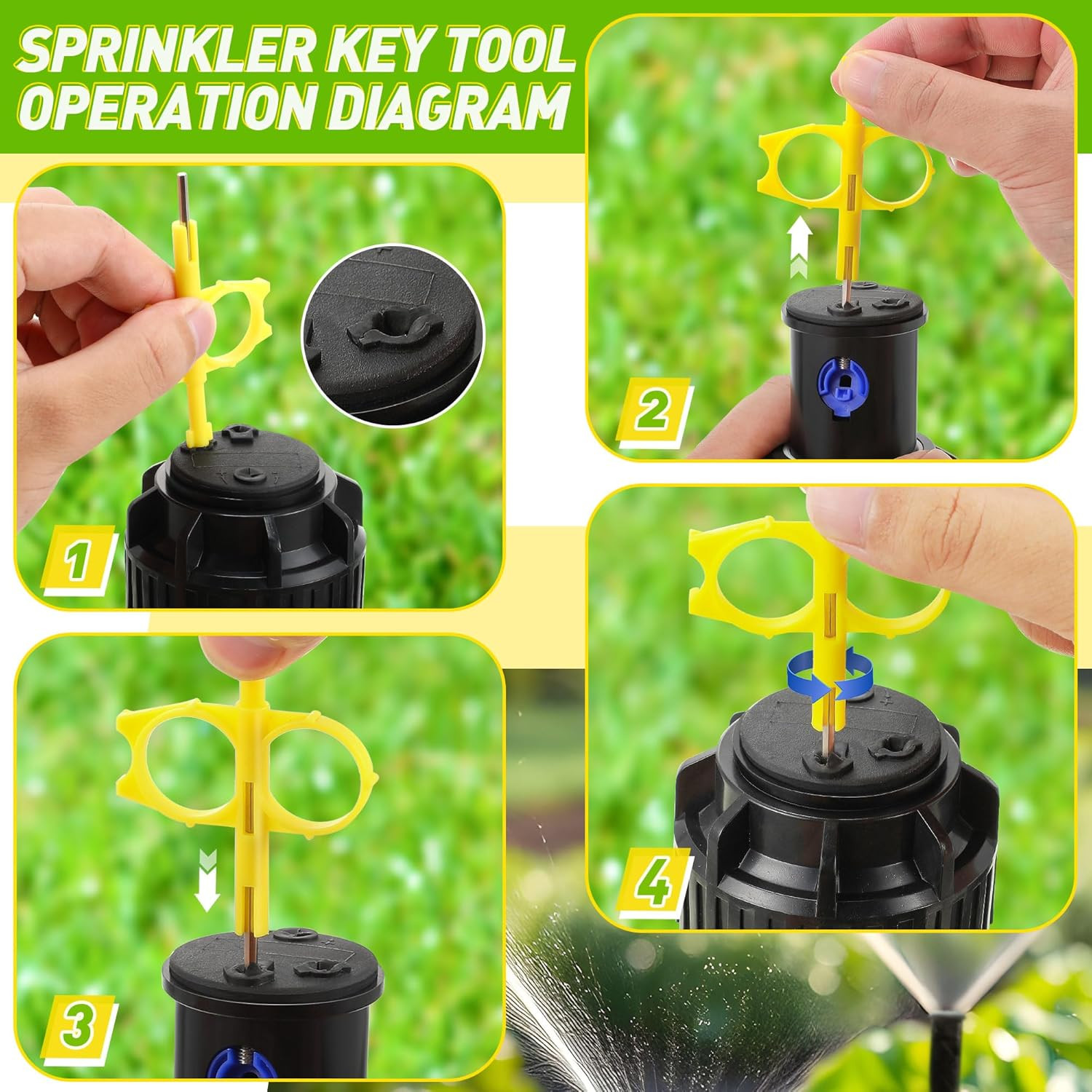 4Pack Sprinkler Key Adjustment Tool Rain Bird 5000 Hunter PGP Rotor Nozzle Wrenc