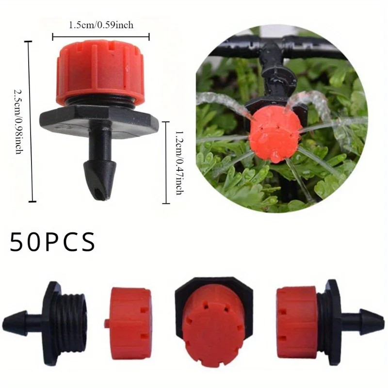50/100Pcs Adjustable Irrigation Drippers Sprinklers 1/4” Emitter Dripper Micro