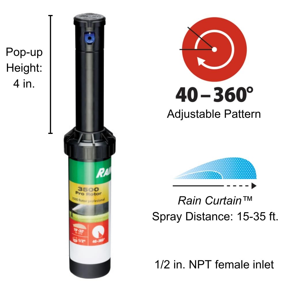 3500 Rotor with Rain Curtain Nozzle Set, 40° – 360° Pattern, 19′ – 32′ Spray …