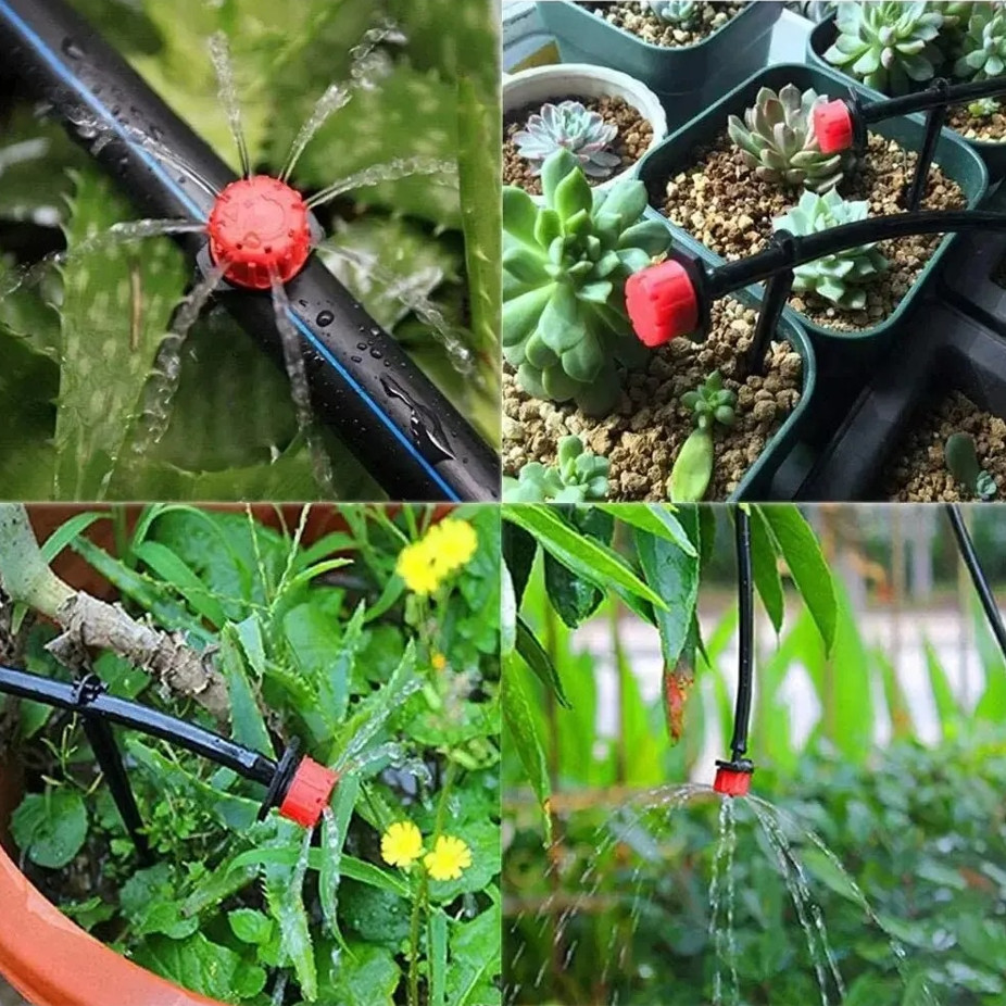 100 pcs Adjustable Irrigation Drippers 1/4″ Micro Drip Watering System