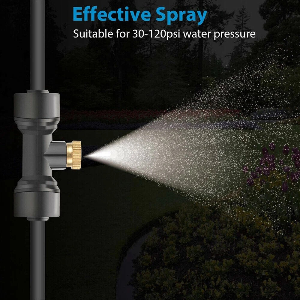 Misting Cooling System 98FT (30M) Misting Line + 30 Brass Mist Nozzles Garden US