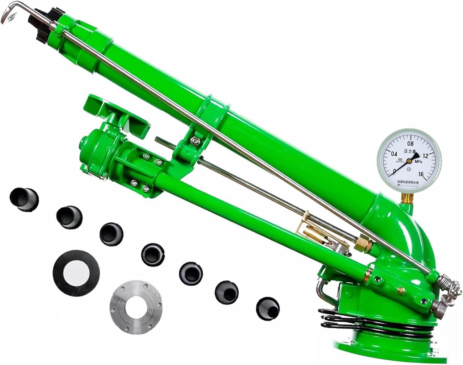 2″ Farm Irrigation Sprinklers, Tripod Sprinkler with Pressure Gauge, 360°Adjusta