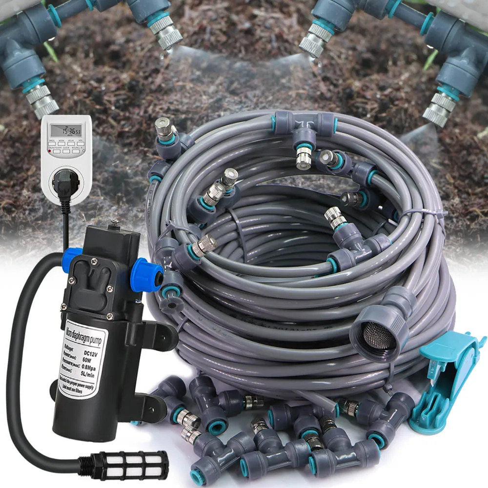 1/4″ 4/6Mm 60W Self-Priming Pump Misting Cooling System 0.6Mm Atomizer Sprayer S