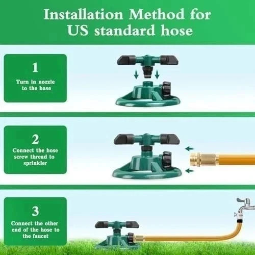Sprinklers for Yard, Water Sprinkler Lawn, 360 Degree Rotating Lawn Green