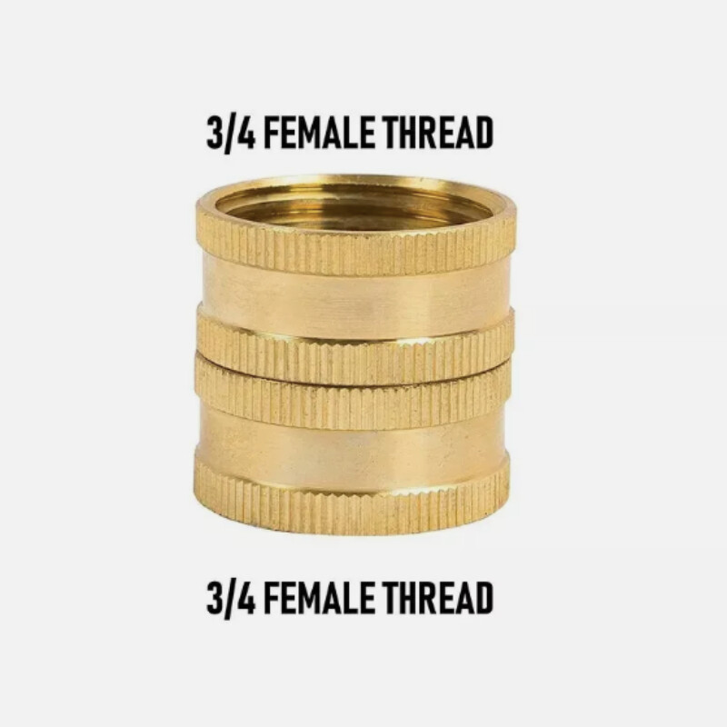 Solid Brass Garden Hose Adapter 3/4″ Female To Female Connecter with 2 Washers
