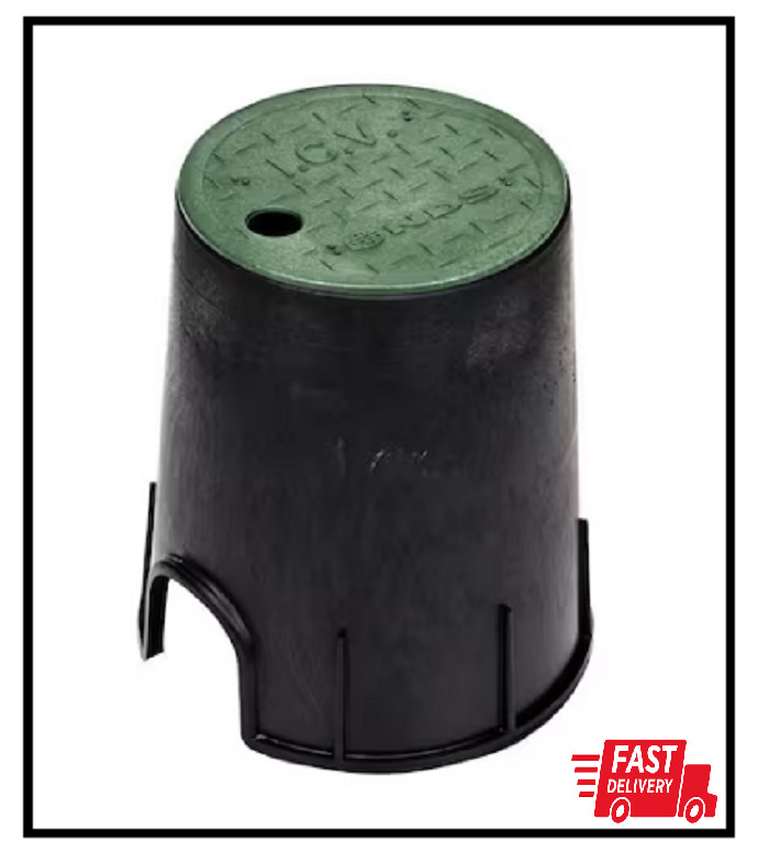 6 in. Round Valve Box and Cover, Black Box, Green ICV Cover
