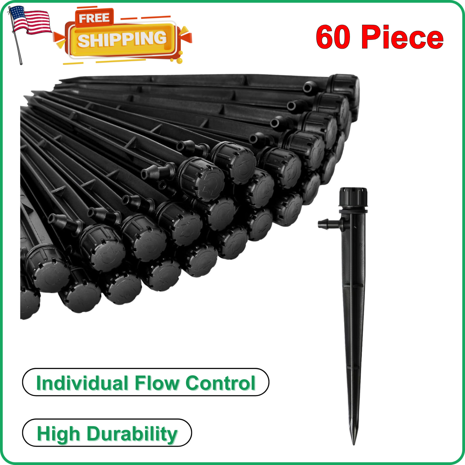 60pcs Drip Irrigation Emitters, Drip Irrigation Parts for 1/4 inch Drip Tubing