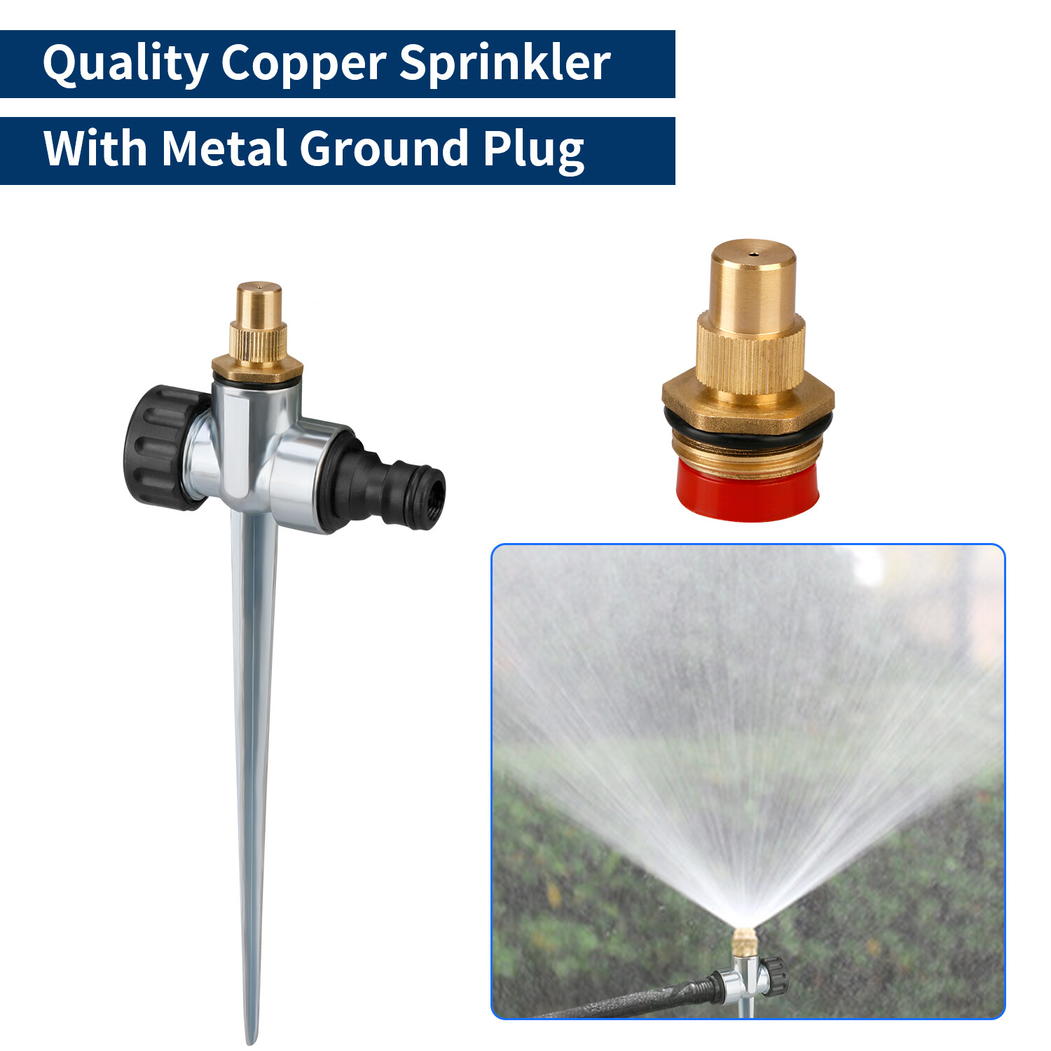 Garden Lawn Brass Water Sprinkler Water Hose Connect Faucet Head Adapter