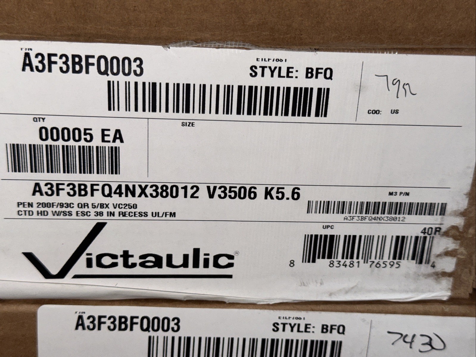 Vitaulic Vicflex Sprinkler Head Hose Air A3F3BFQ4NX380012 V3506 K5.6 Qty 5