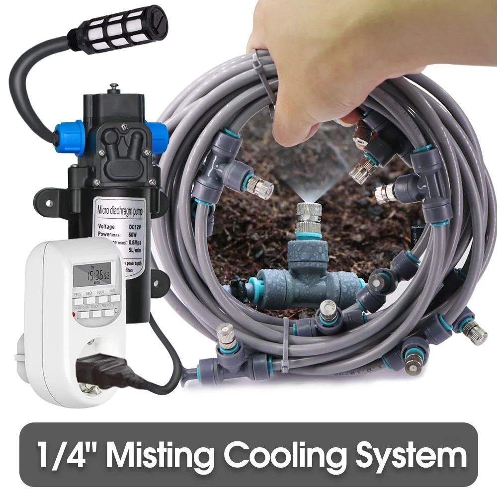 1/4″ 4/6Mm 60W Self-Priming Pump Misting Cooling System 0.6Mm Atomizer Sprayer S