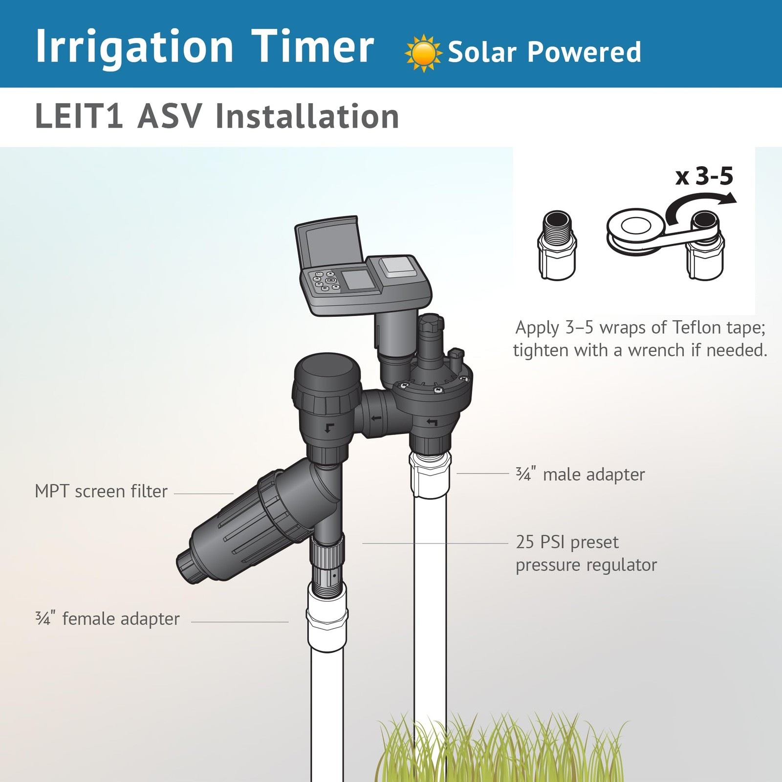 Dig Leit 1 Asv.075 Solar Irrigation Controller 3/4 Anti Siphon Valve