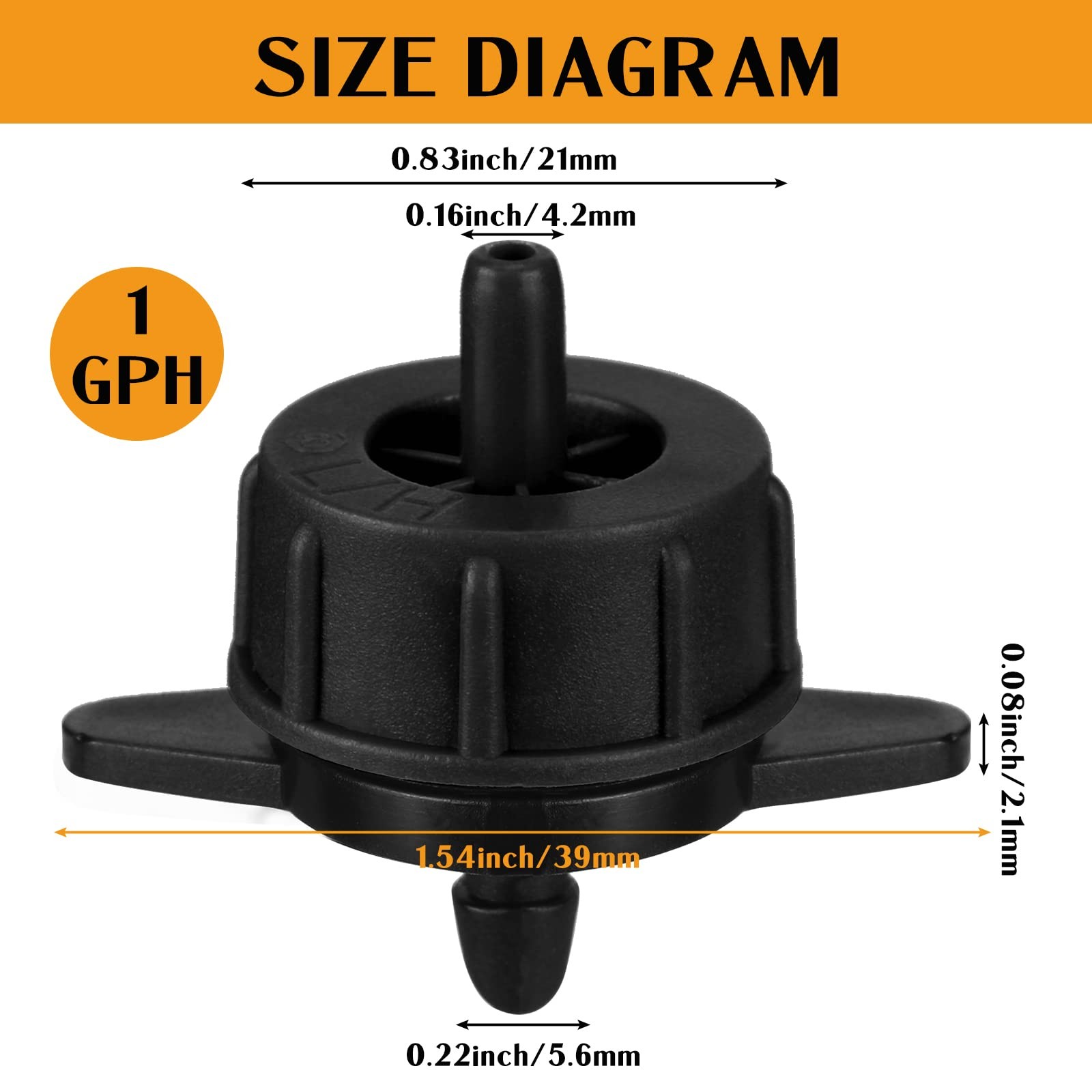 50 Pcs 1 GPH Drip Irrigation Emitters for Garden Watering System