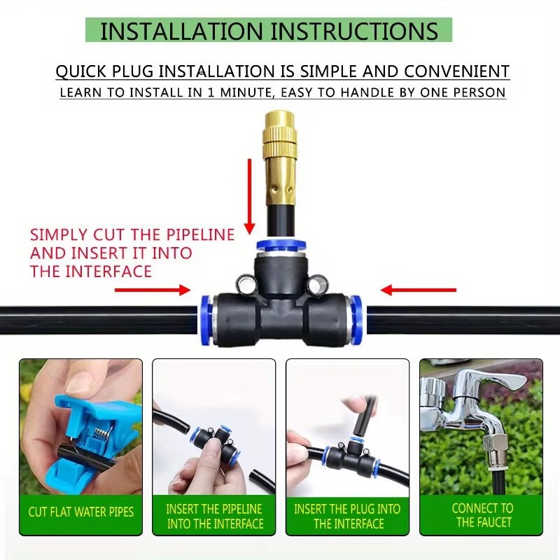 65ft Drip Irrigation Kit Garden Irrigation System Plant Watering Drip Adjustable